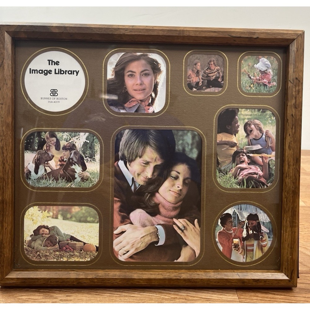 Vintage Collage Picture Frame Wood 9 Hole Burnes of Boston NEW